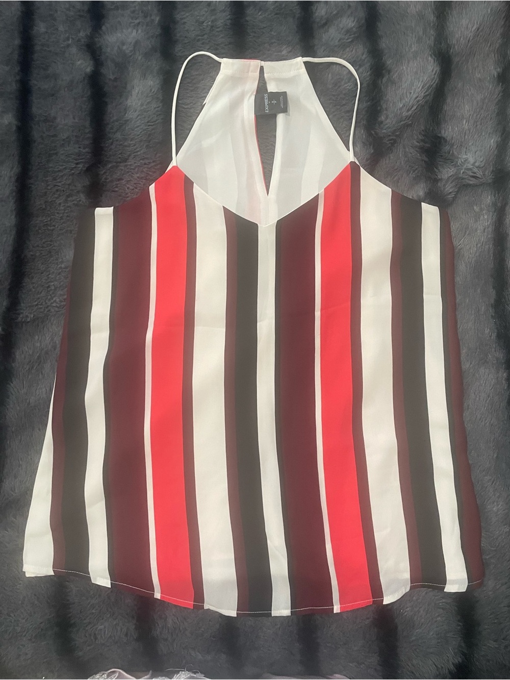 Express Striped Halter Cami in Red, Black & White